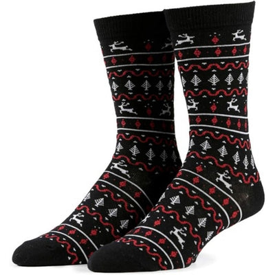 Tipsy Elves - Mens Red and Black Fair Isle Sock