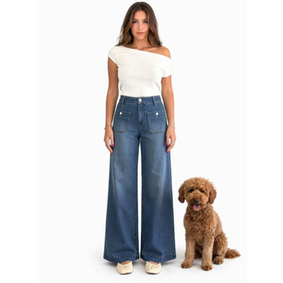 1822 Denim - Womens 28" Petite Lyocell Blend Wide Leg with Sailor Pockets
