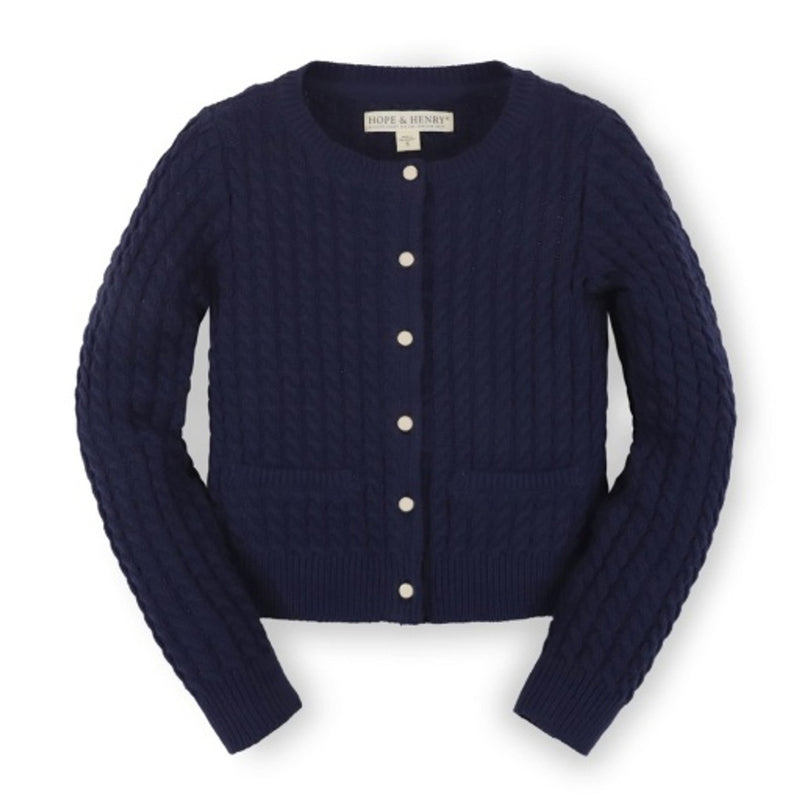 Hope & Henry - Girls Classic Cable Organic Cardigan