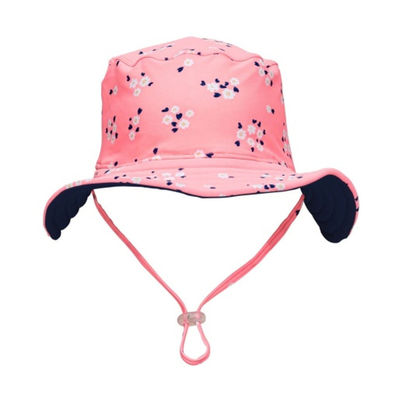 Snapper Rock - Girls Ditsy Coral Reversible Bucket Hat