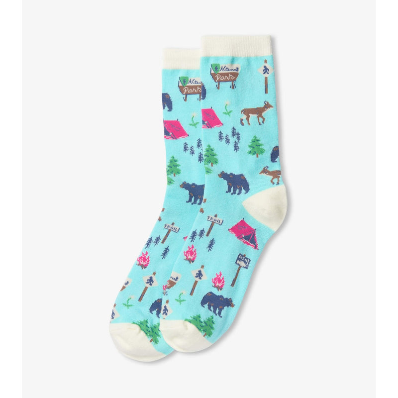 Little Blue House - Teal Hiking Trail Womens Crew Socks