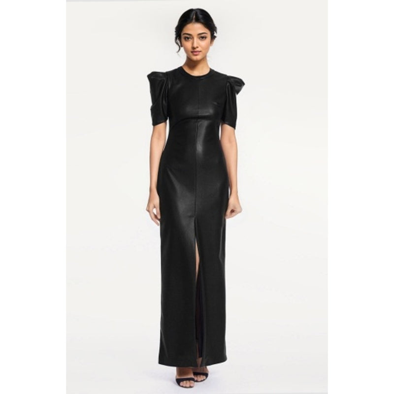 Badgley Mischka - Womens Puff Slv Lthr Gown