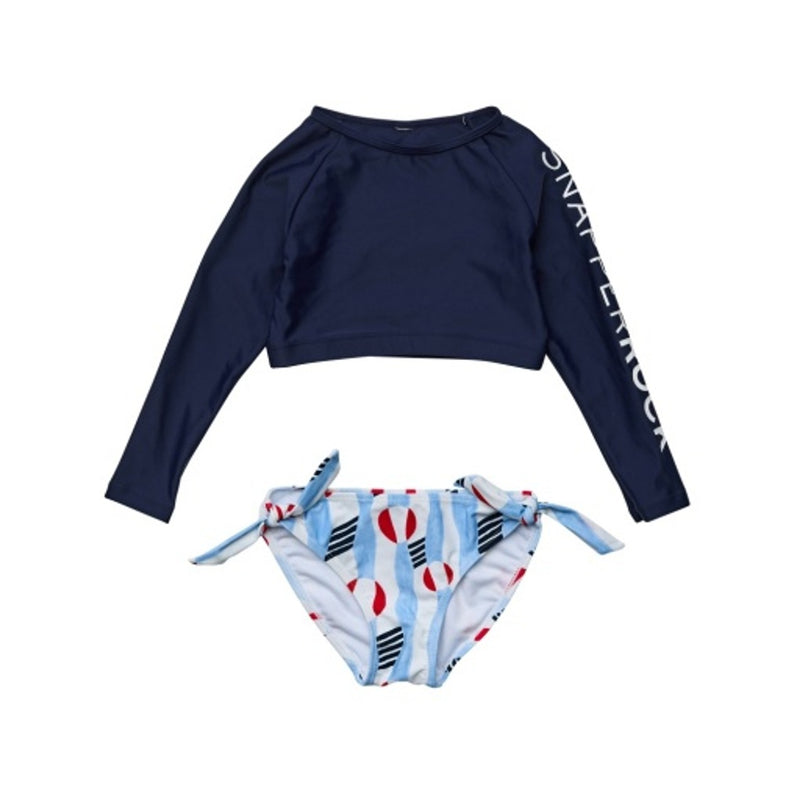 Snapper Rock - Girls Beach Bounce Sustainable Crop Long Sleeve Rash Top Set