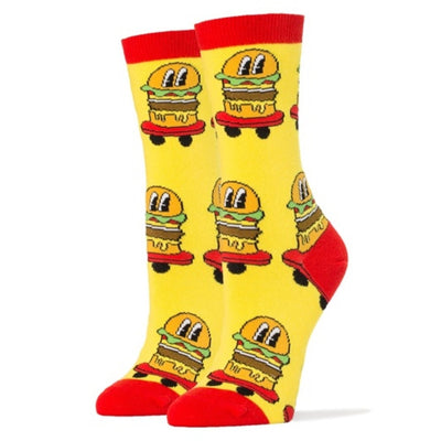 Oooh Yeah - Womens Crew Burgers on Wheels Yellow