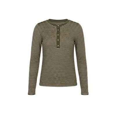 Liverpool Los Angeles - Womens Long Slv Knit Henley Top with Sweater Trim