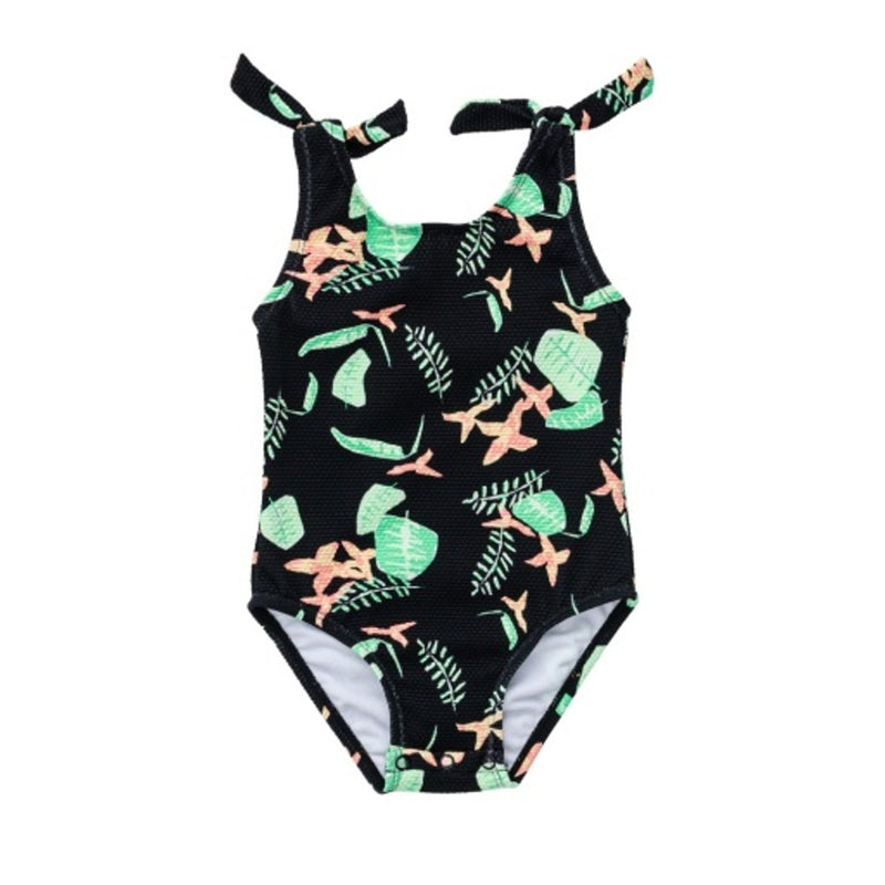 Snapper Rock - Kids Neon Rainforest Sustainable Tie Swimsuit