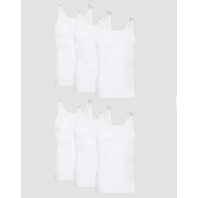 Hanes - Mens Cotton Tank Undershirt Moisture-Wicking White 6-Pack