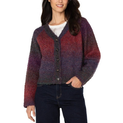 Liverpool Los Angeles - Womens Long Slv Raglan Button Front Cardigan Sweater