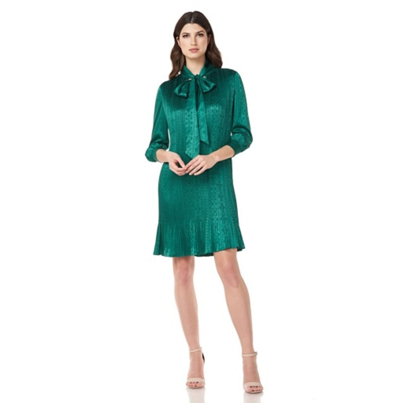 JS Collections - Womens Pleated Tie Neck Day Dress