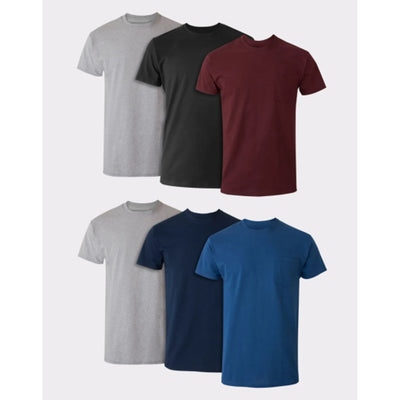 Hanes - Mens Cotton Pocket T-Shirt Moisture-Wicking with Odor Control Assorted Solids 6-Pack