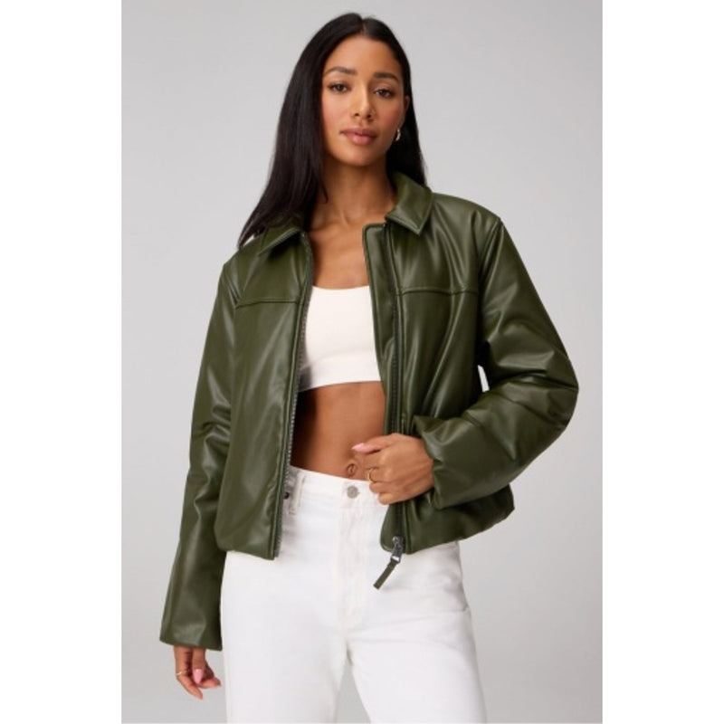 Fabletics - Womens Faux Leather Padded Bomber Jacket