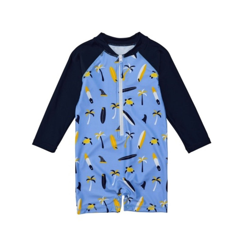 Snapper Rock - Boys Turtle Break Long Sleeve Sunsuit