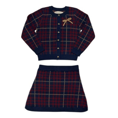 Hope & Henry - Girls Organic Cardigan and Skirt Sweater Set