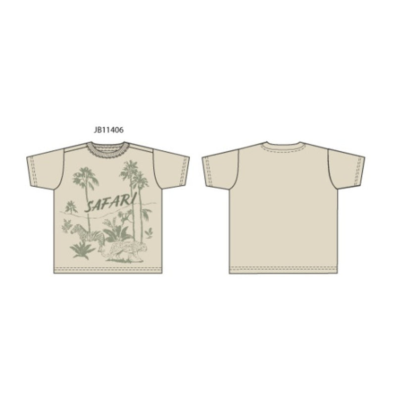 Janie and Jack - Boys K X Short Sleeve Tan Safari Emb Slub Graphic Tee Sm2