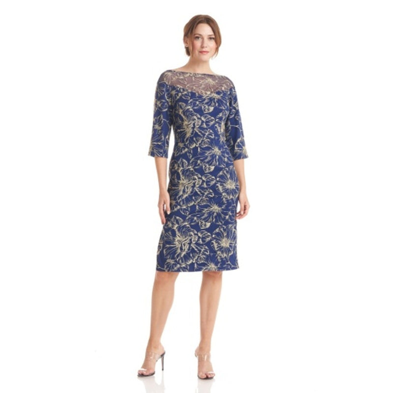 JS Collections - Womens Rosalia Illusion Midi Dress