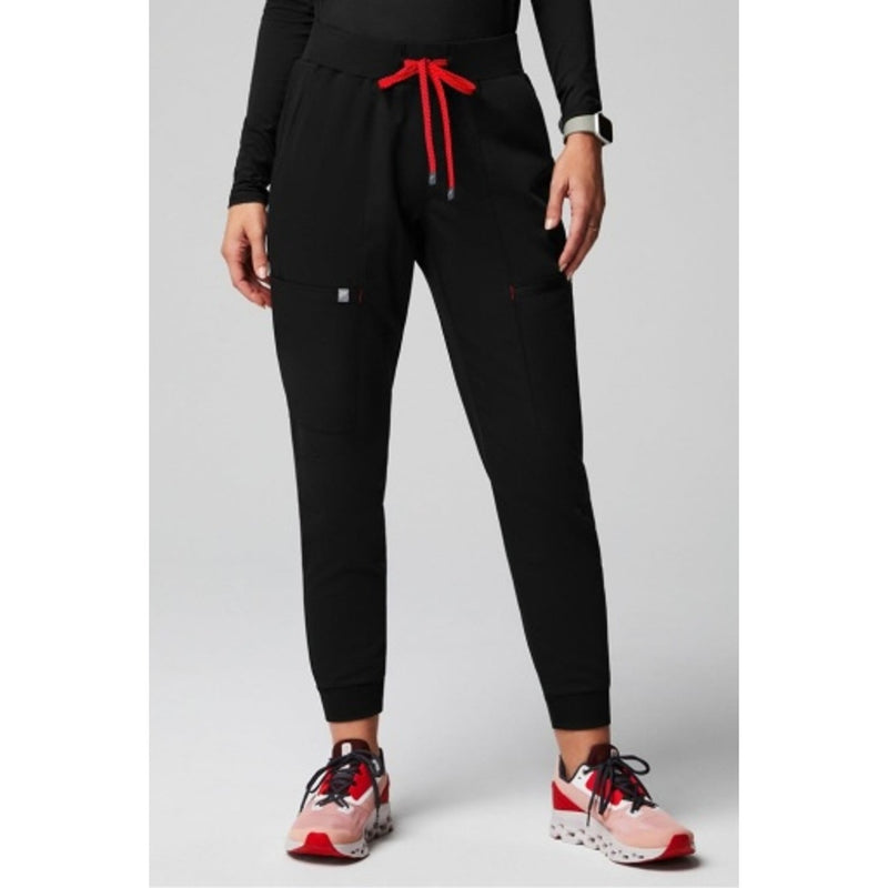 Fabletics - Womens on-Call Scrub Jogger - Black/Goji Red