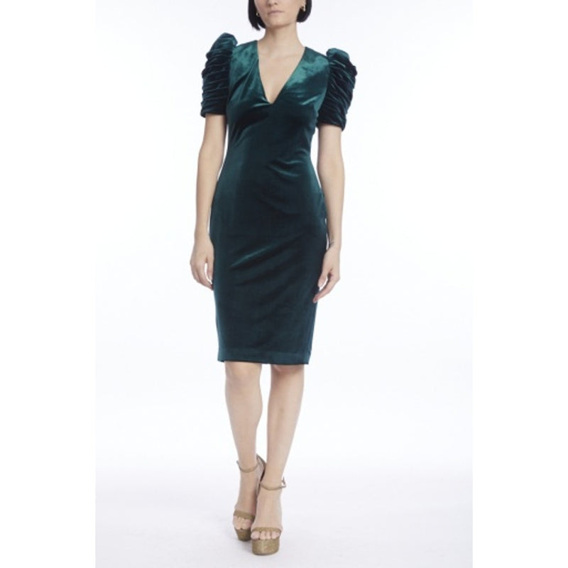 Badgley Mischka - Womens Pleat Puff Slv Vlvt