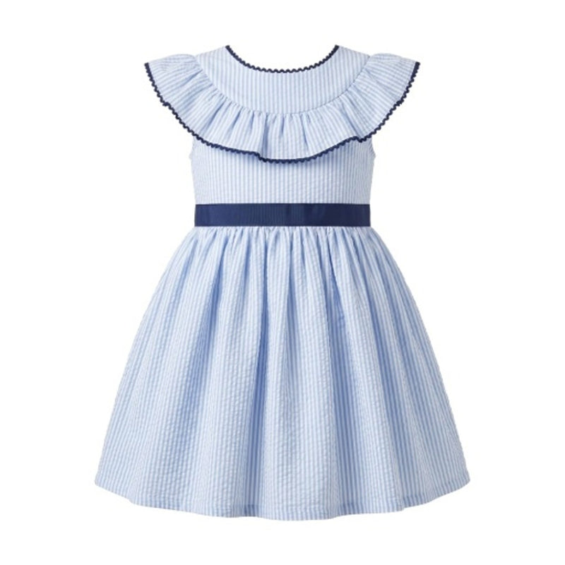 Hope & Henry - Girls Organic Seersucker Ruffle Yoke Party Dress