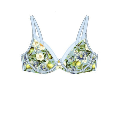 Ariela - Womens Sheer Mesh Unlined Underwire Bra - Citrus Garden