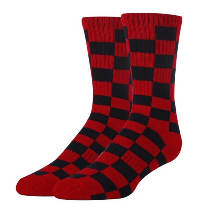 Oooh Yeah - Mens Checker Red Men's Athletic Crew Socks