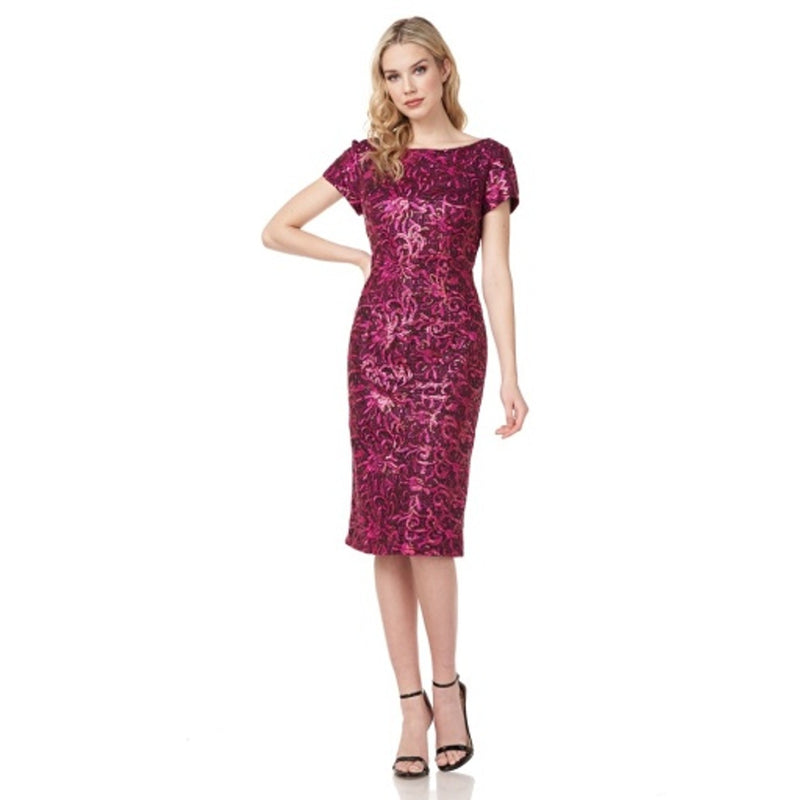 JS Collections - Womens Embroidered Short Slv Cocktail