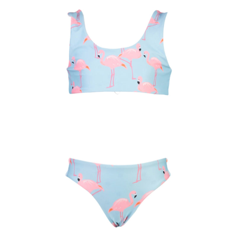 Snapper Rock - Girls Flamingo Social Reversible Surf Bow Bikini