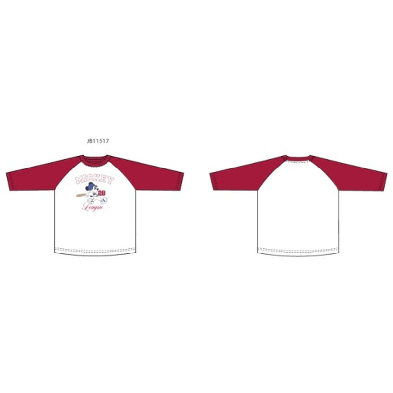 Janie and Jack - Boys K Long Sleeve White Mickey Emb Graphic Baseball Tee Disney