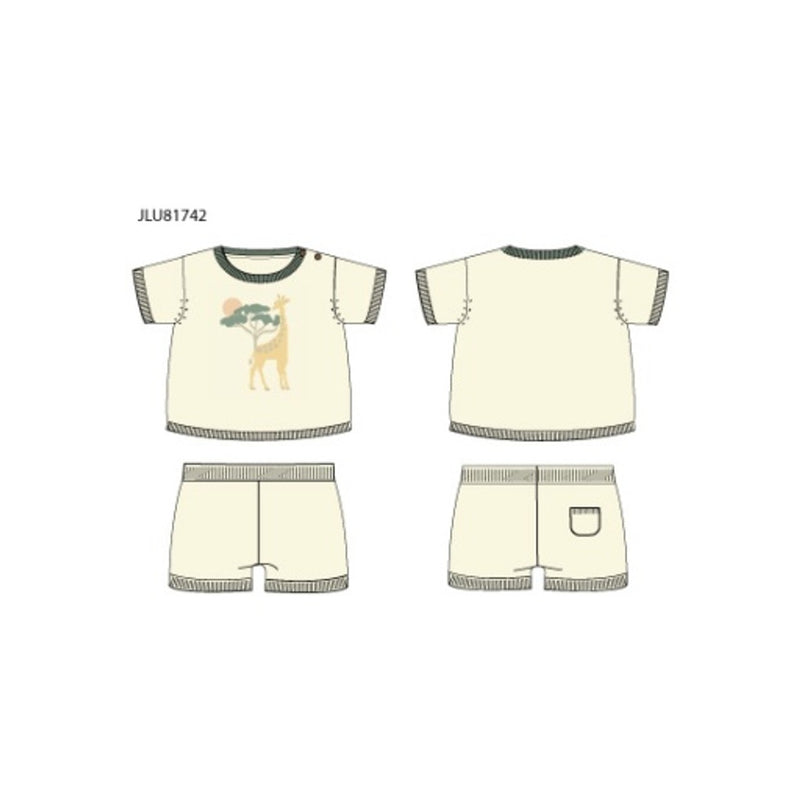 Janie and Jack - B S Cream Giraffe Short Set Smr1