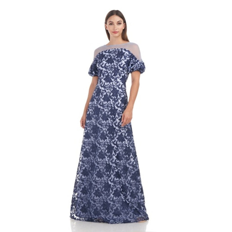 JS Collections - Womens Hannah Illusion a-Line Gown