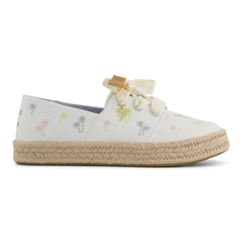 TOMS - Womens Carolina Lace Up - White Canvas/Pastel Embroidered Palms