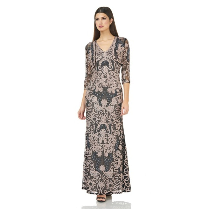 JS Collections - Womens Sequin Embroidered Jacket Drs