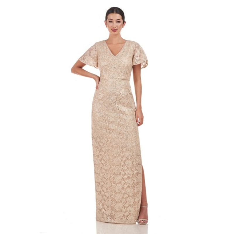 JS Collections - Womens Paloma Vneck Column Gown