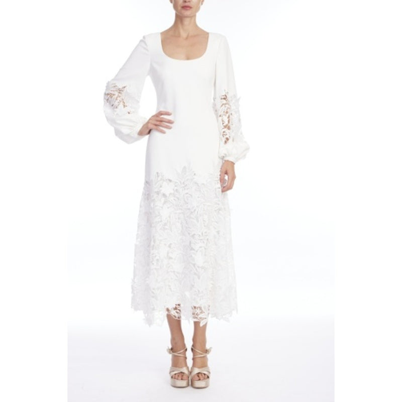 Badgley Mischka - Womens Long Slv Lace Inset