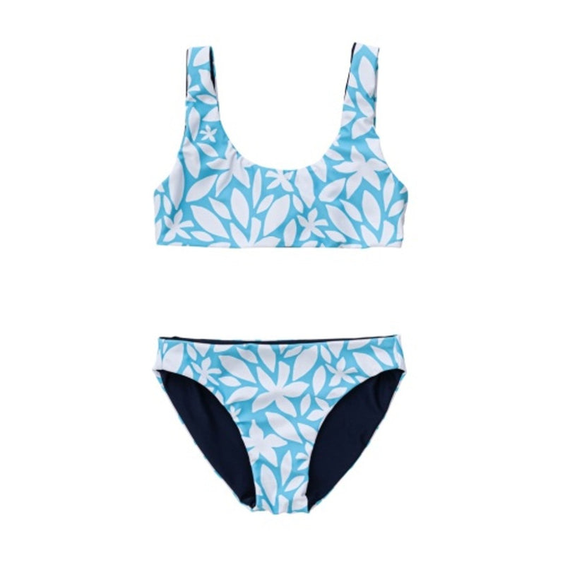 Snapper Rock - Girls Aqua Bloom Sustainable Reversible Surf Bow Bikini