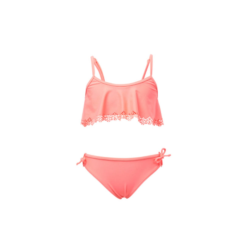 Snapper Rock - Girls Neon Coral Flounce Bikini
