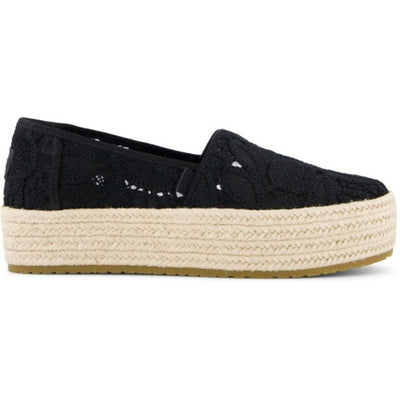 TOMS - Womens Valencia Espadrille - Black Floral Crochet