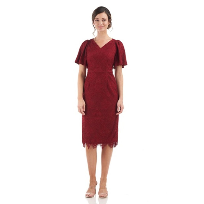 JS Collections - Womens Eden Scallop V-Neck Midi Dress