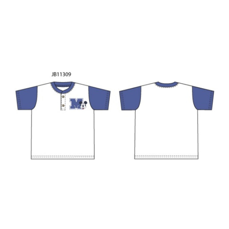 Janie and Jack - Boys K Short Sleeve White Colorblk Mickey Jrsy Henley Disney
