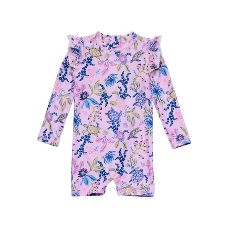 Snapper Rock - Girls Turtle Twirl Long Sleeve Sunsuit