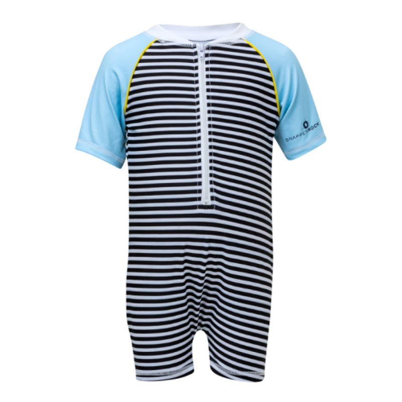 Snapper Rock - Baby Black/White Stripe Short Sleeve Sunsuit