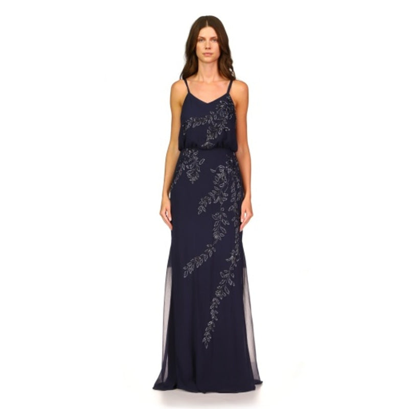 JS Collections - Womens Beaded Cami Blouson Gown
