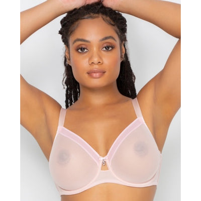 Ariela - Womens Sheer Mesh Full Coverage Unlined Underwire Bra - Blushing Rose