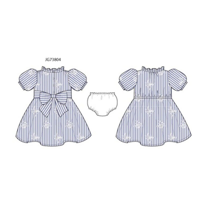 Janie and Jack - Girls with Blue Emb Stripe Dress Sp1