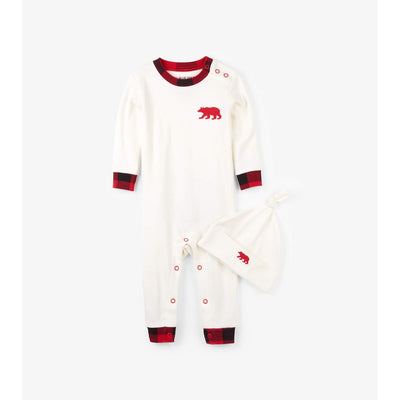Little Blue House - Buffalo Plaid Baby Coverall & Hat