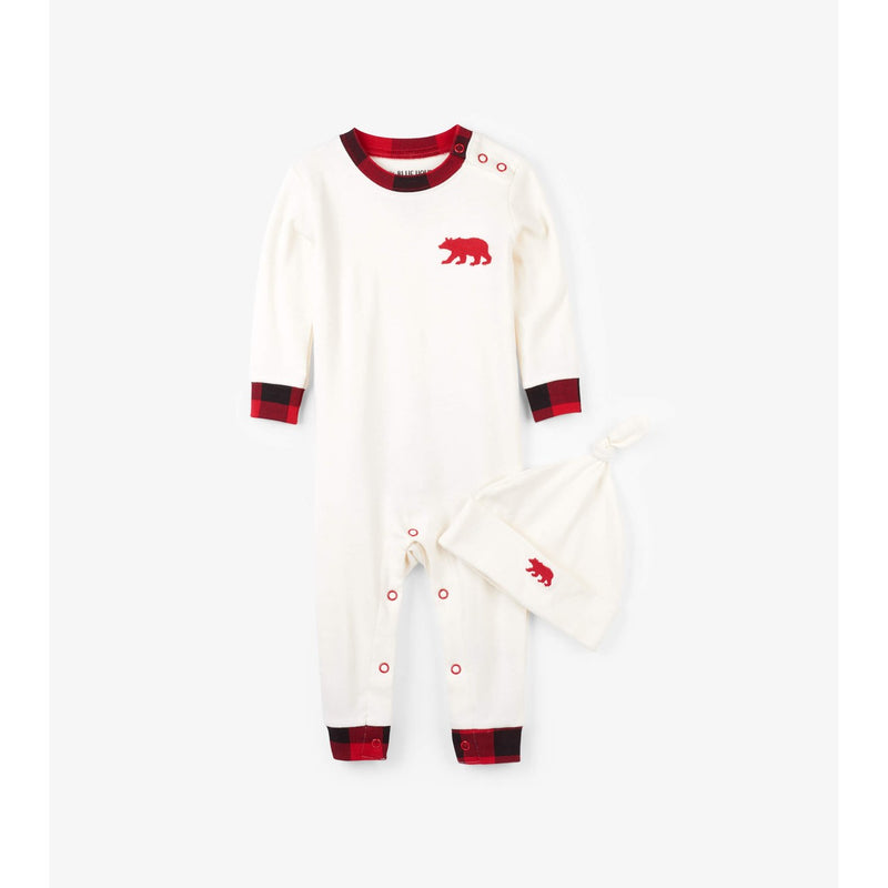 Little Blue House - Buffalo Plaid Baby Coverall & Hat