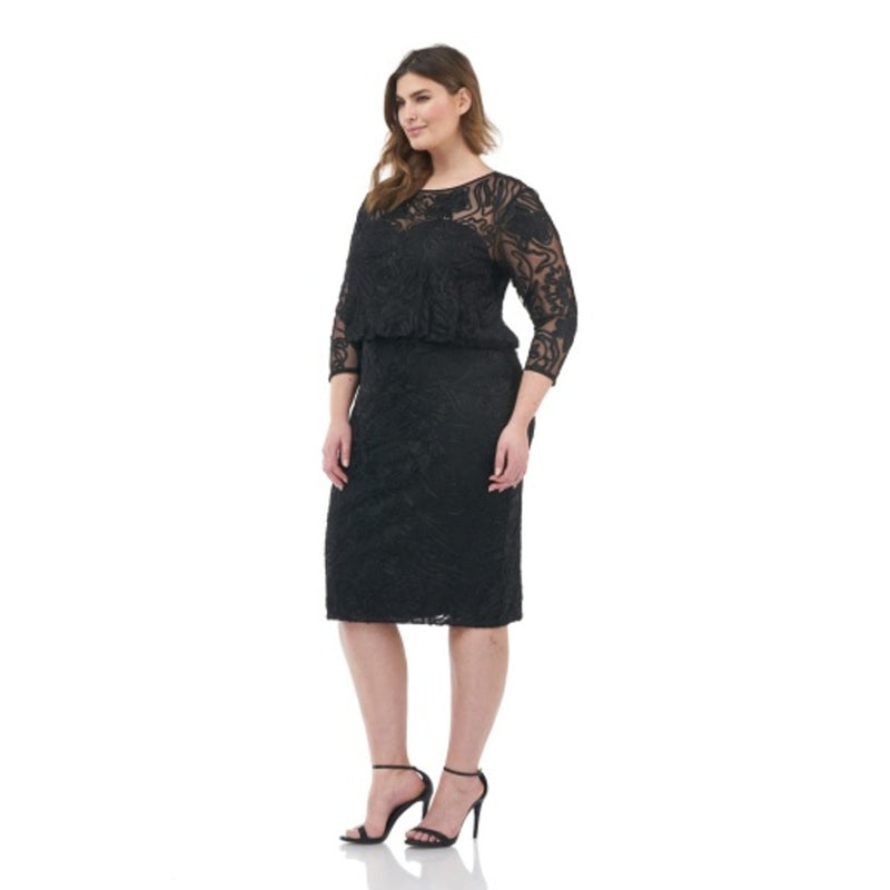 JS Collections - Womens Soutache Blouson Midi Dress