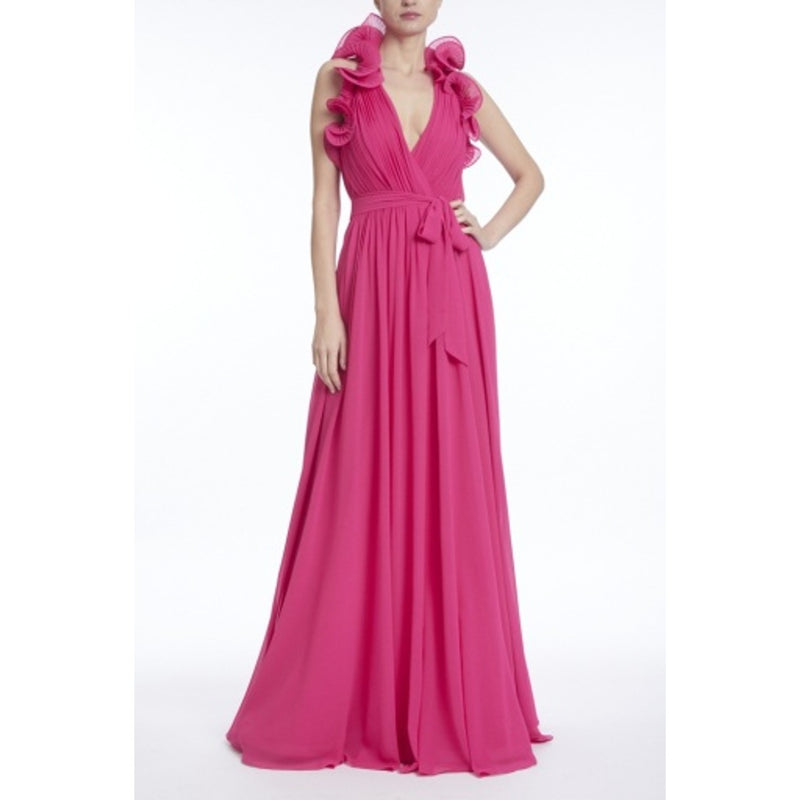 Badgley Mischka - Womens Ruffle Nk Halter