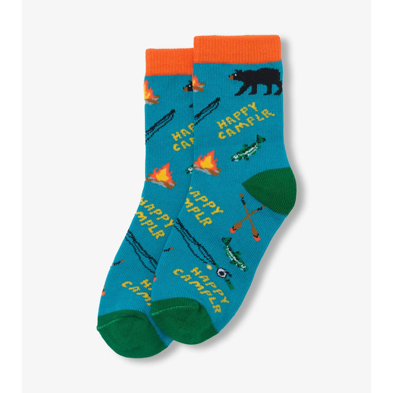 Little Blue House - Happy Retro Camper Kids Crew Socks
