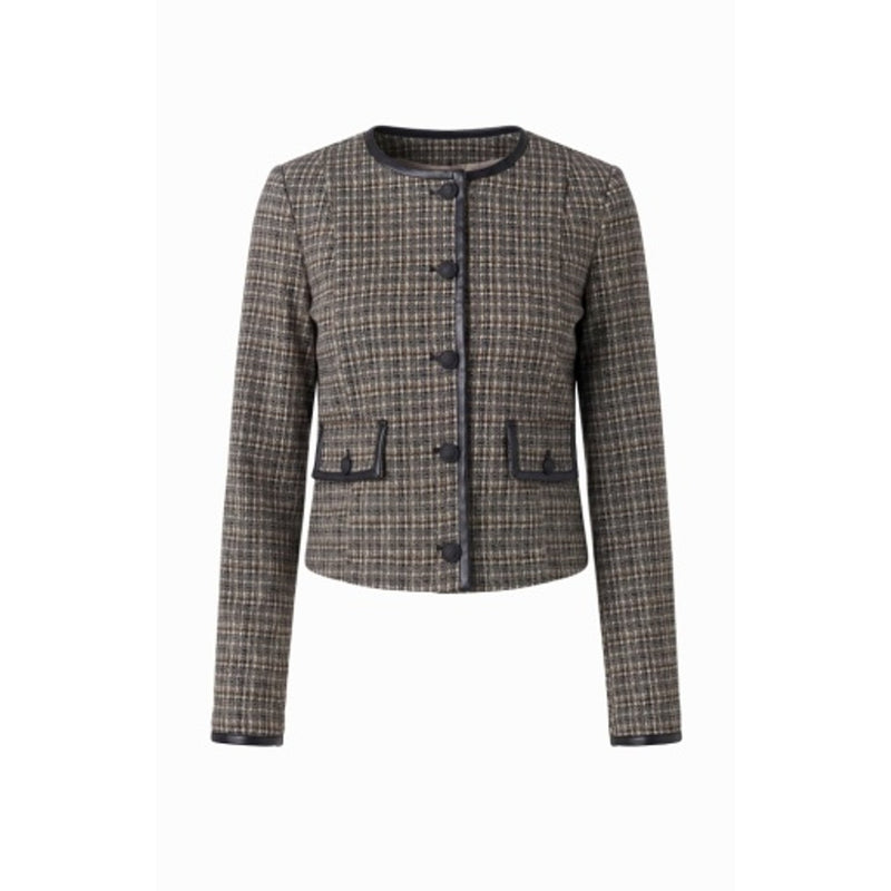 Liverpool Los Angeles - Womens Collarless Lady Jacket with Faux Leather Trim