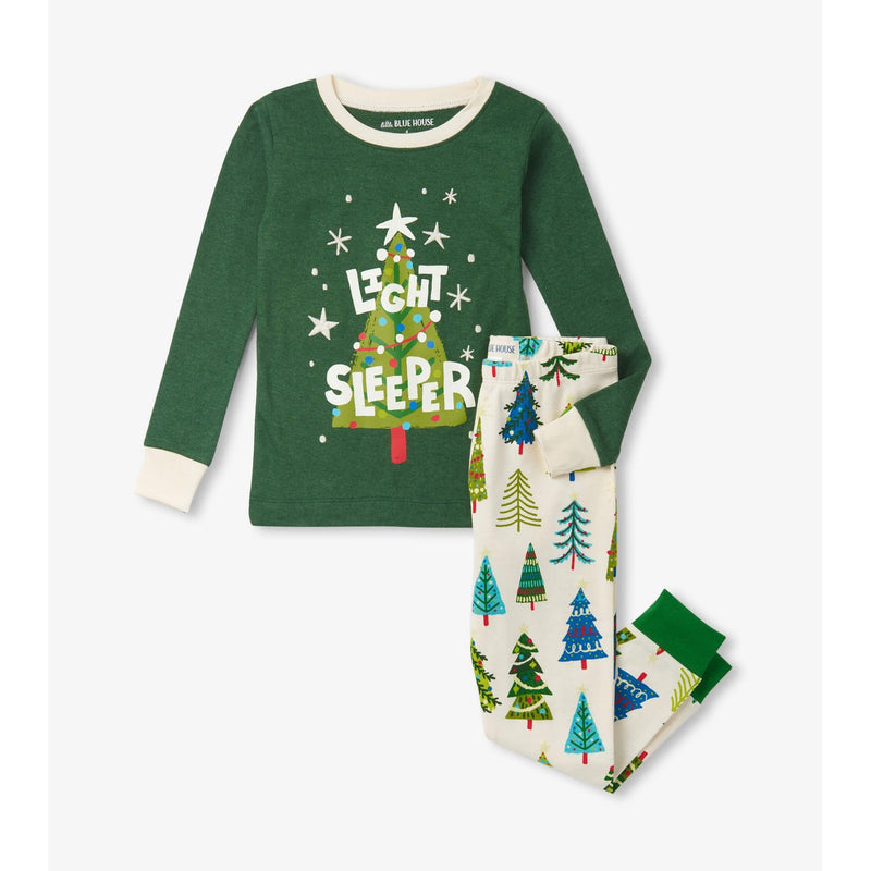 Little Blue House - Christmas Trees Light Kids Pj Set